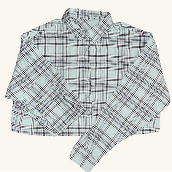 Blue Cropped Flannel - Picture 1 of 1